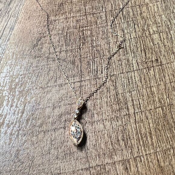 Kay Jewelers Diamond Necklace 1/4 carrot Marquise-Shaped Design - 10K Rose Gold - Picture 9 of 13